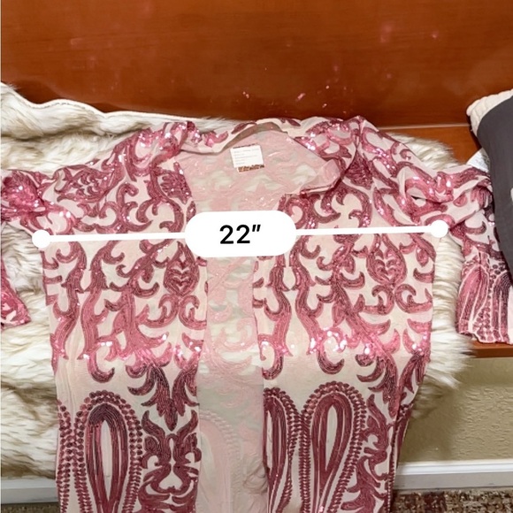 Elegant Pink Sequined Duster - Picture 7 of 8